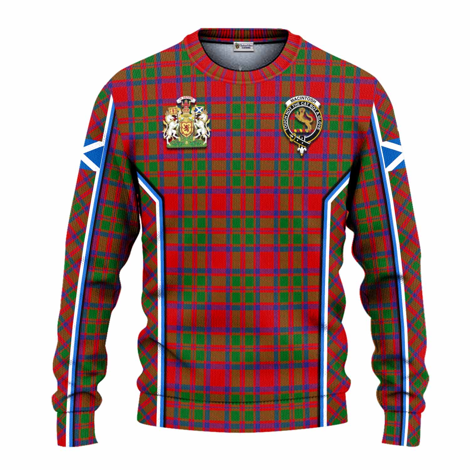 MacIntosh (McIntosh) Tartan Crest Knitted Sweater Scotland Coat of Arm Flag Style - Tartan Vibes Clothing