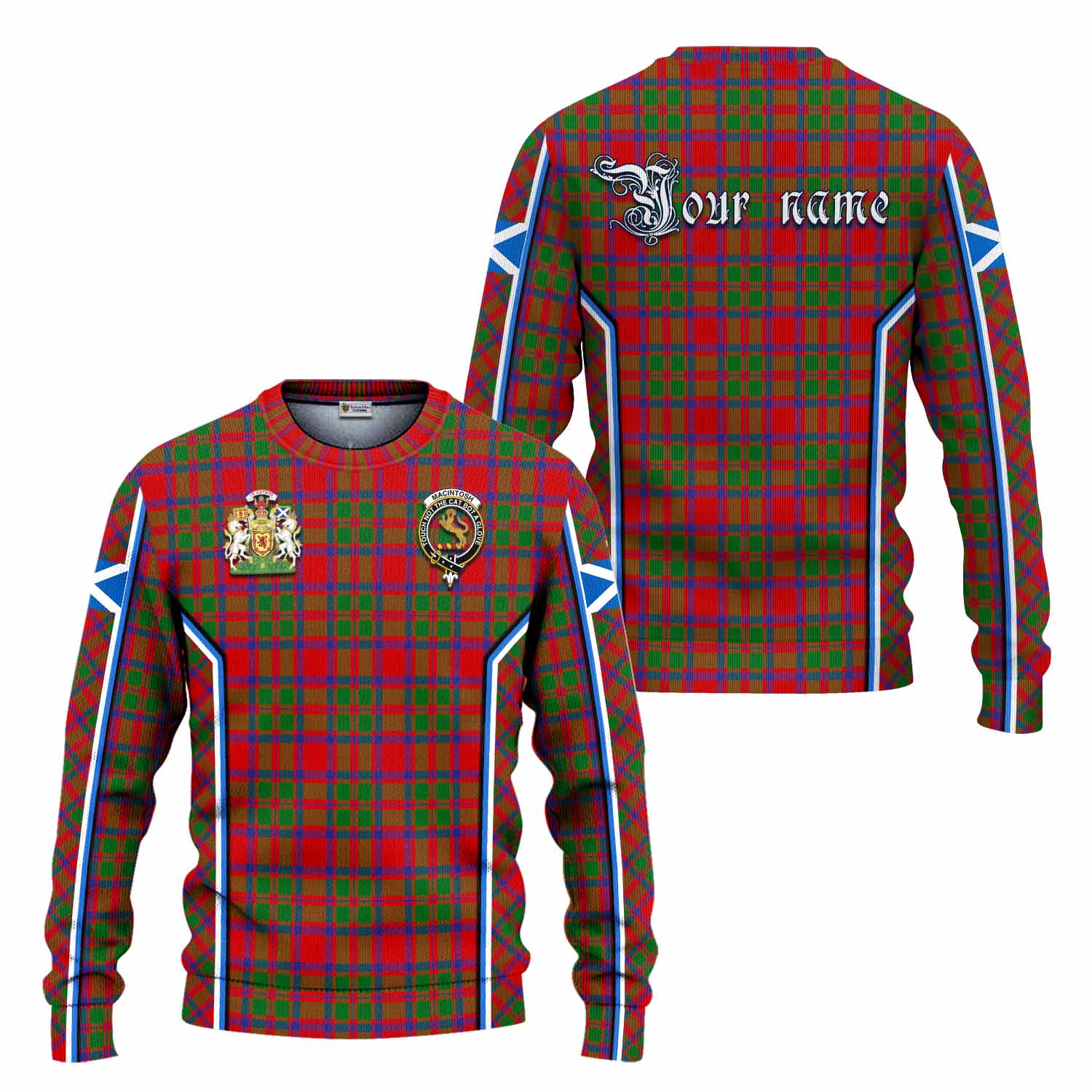MacIntosh (McIntosh) Tartan Crest Knitted Sweater Scotland Coat of Arm Flag Style - Tartan Vibes Clothing