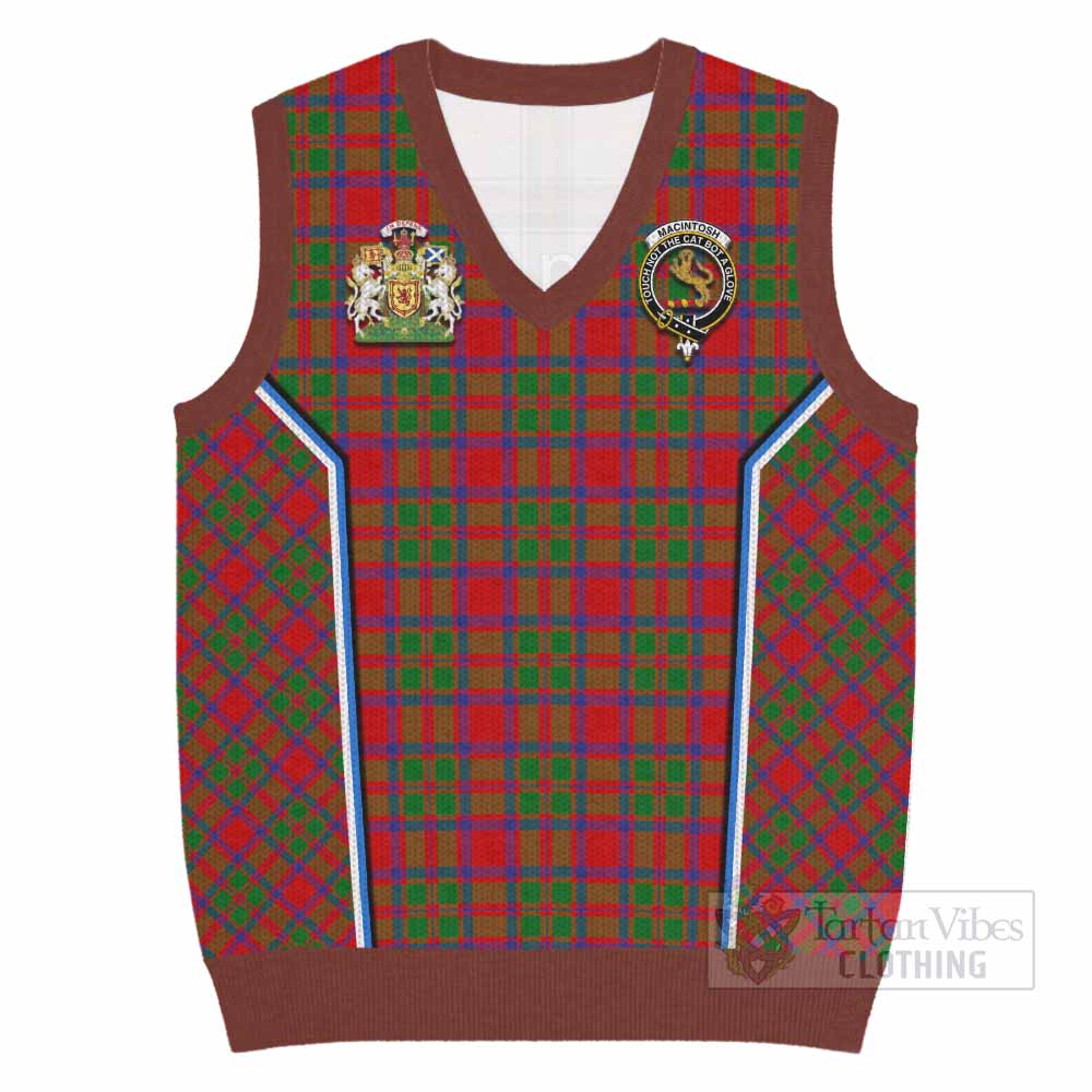 MacIntosh (McIntosh) Tartan Crest Knitted V-Neck Vest Scotland Coat of Arm Flag Style - Tartan Vibes Clothing