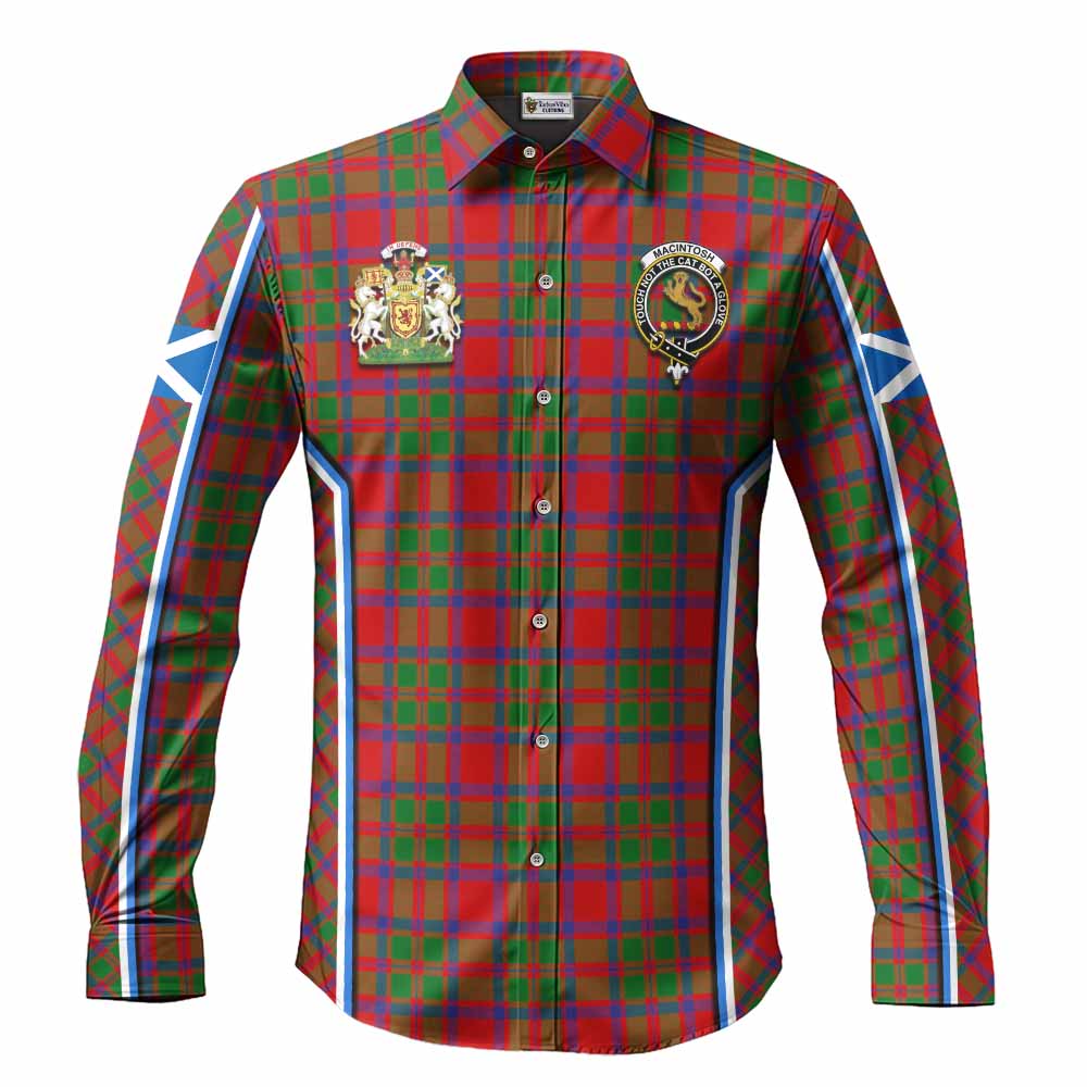 MacIntosh (McIntosh) Tartan Crest Long Sleeve Button Shirts Scotland Coat of Arm Flag Style - Tartan Vibes Clothing