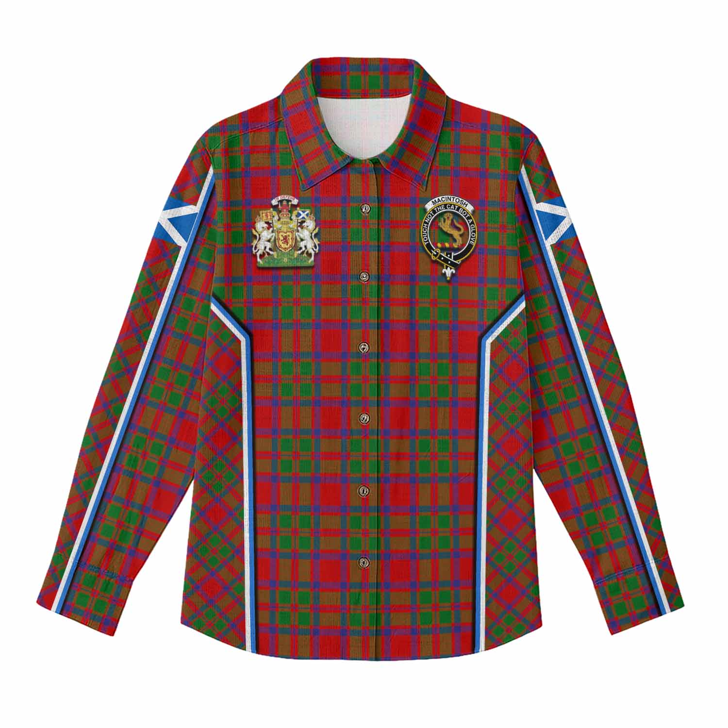 MacIntosh (McIntosh) Tartan Crest Women Casual Shirt Scotland Coat of Arm Flag Style - Tartan Vibes Clothing