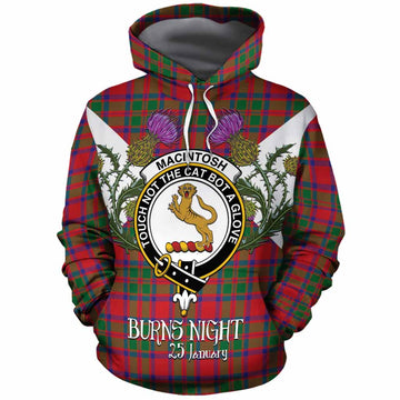 MacIntosh (McIntosh) Tartan Family Crest Cotton Hoodie Scottish Burns Night Thistle Floral