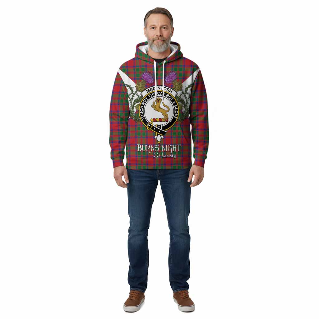 MacIntosh (McIntosh) Tartan Family Crest Cotton Hoodie Scottish Burns Night Thistle Floral