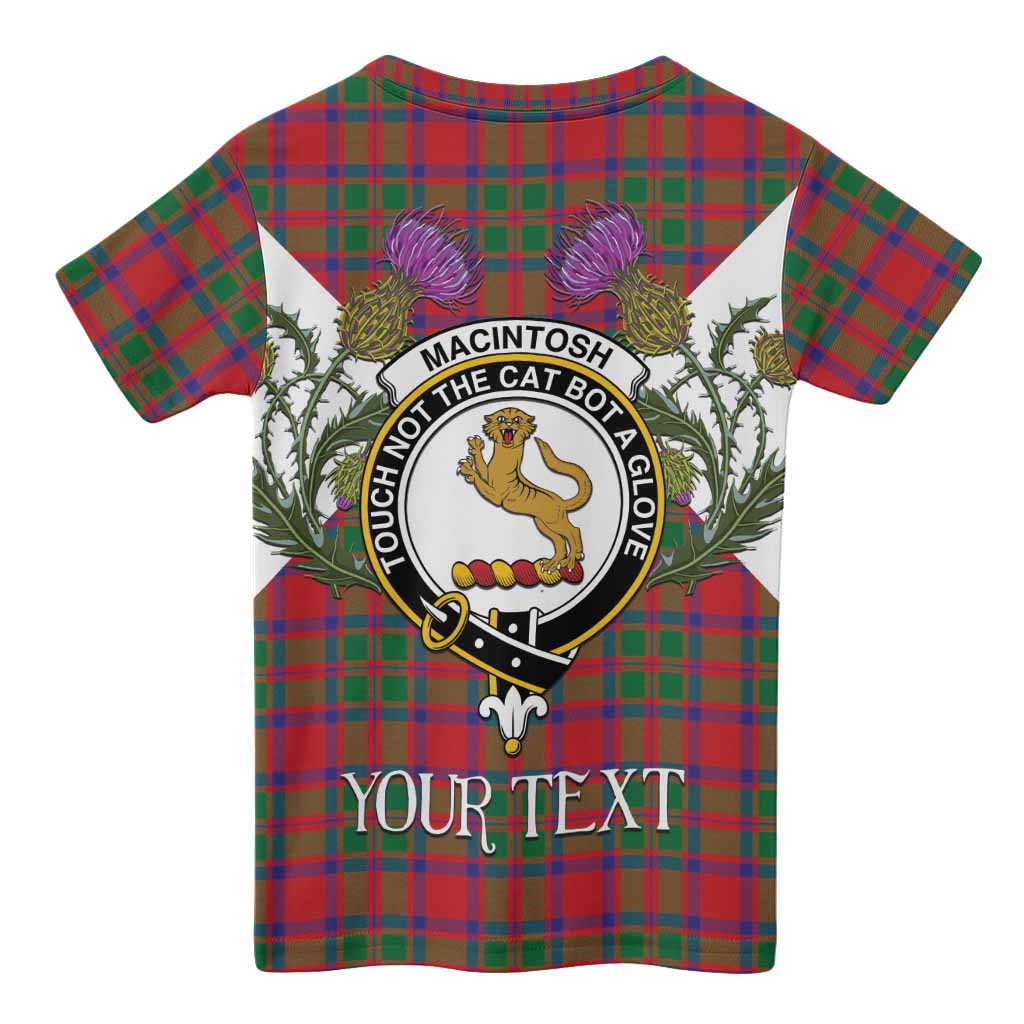 MacIntosh (McIntosh) Tartan Family Crest Kid T-shirt Scottish Burns Night Thistle Floral