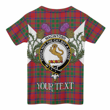 MacIntosh (McIntosh) Tartan Family Crest Kid T-shirt Scottish Burns Night Thistle Floral