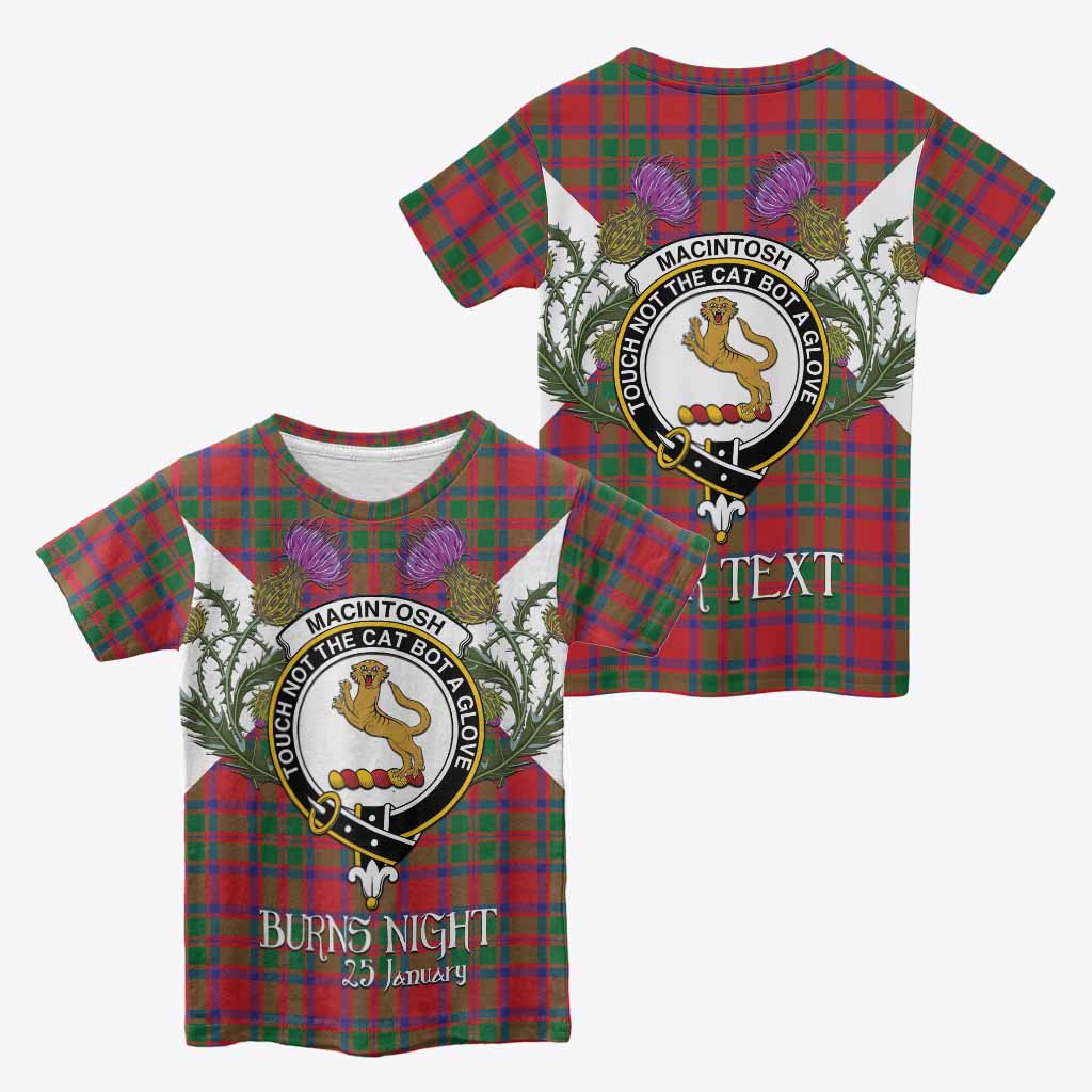 MacIntosh (McIntosh) Tartan Family Crest Kid T-shirt Scottish Burns Night Thistle Floral