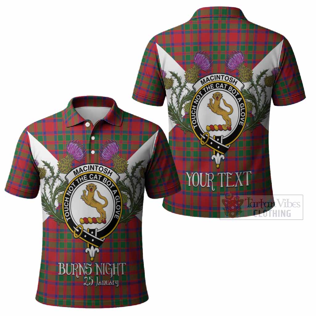 MacIntosh (McIntosh) Tartan Family Crest Polo Shirt Scottish Burns Night Thistle Floral