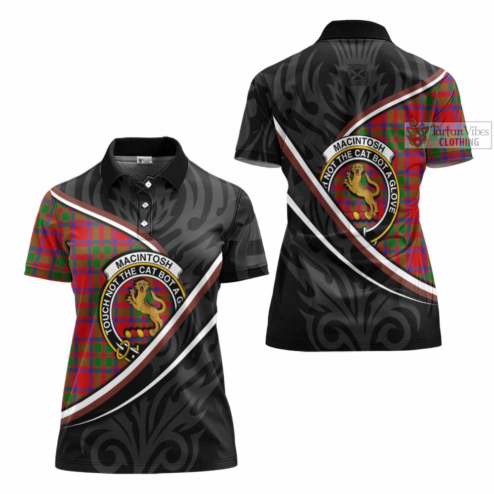 MacIntosh (McIntosh) Tartan Family Crest Women's Polo Shirt Celtic Scottish Thistle Floral - Tartan Vibes Clothing