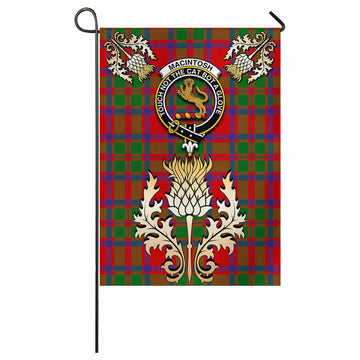 MacIntosh (McIntosh) Tartan Garden Flag with Golden Regal Scottish Thistle Emblem
