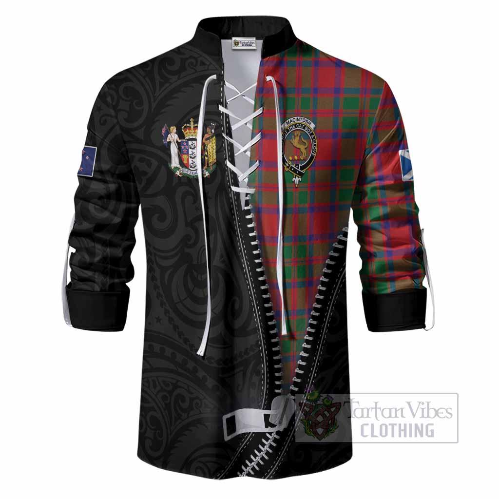 MacIntosh (McIntosh) Tartan Ghillie Shirt New Zealand Pattern Unique Zipper Stylized
