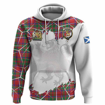 MacIntosh (McIntosh) Tartan Hoodie with Family Crest and Lion Rampant Grunge Style