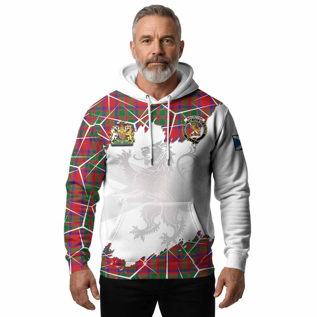 MacIntosh (McIntosh) Tartan Hoodie with Family Crest and Lion Rampant Grunge Style