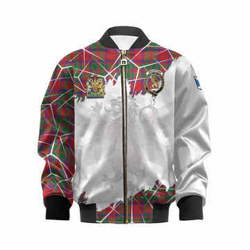 MacIntosh (McIntosh) Tartan Kid Bomber Jacket with Family Crest and Lion Rampant Grunge Style