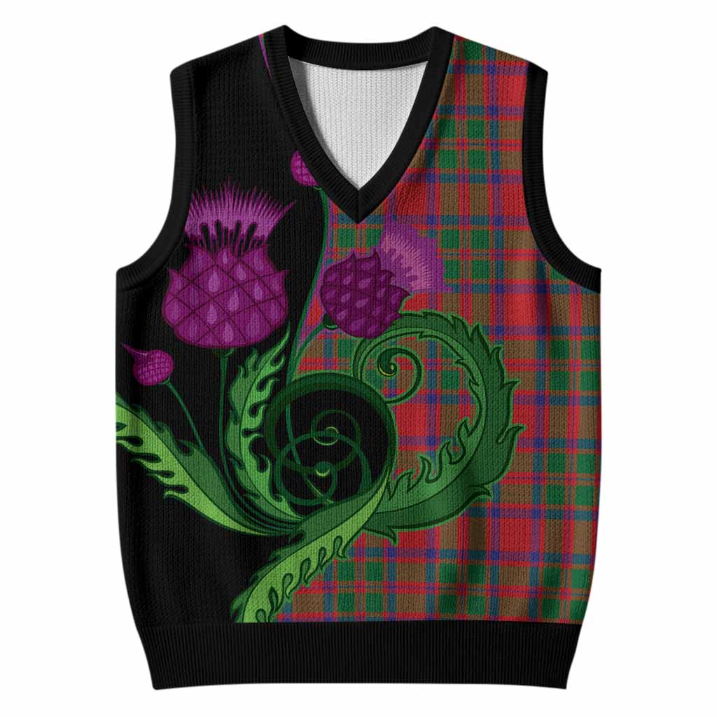 MacIntosh (McIntosh) Tartan Knitted V-Neck Vest Traditional Scottish Thistle