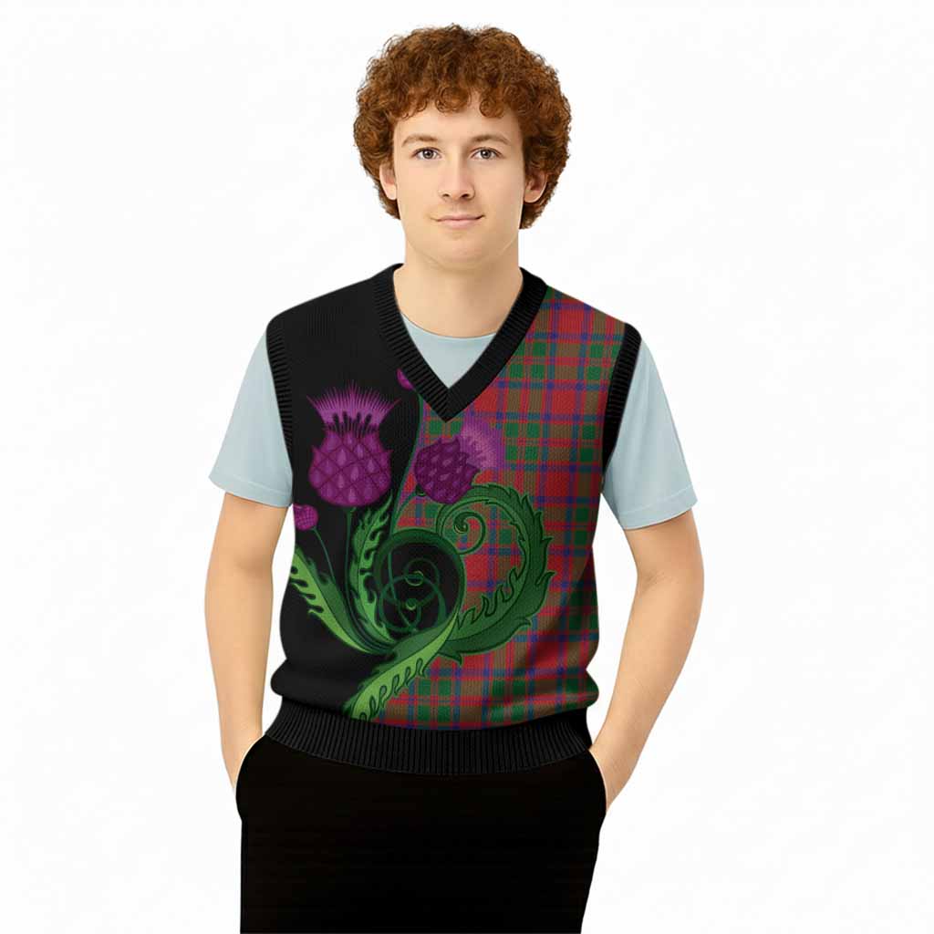 MacIntosh (McIntosh) Tartan Knitted V-Neck Vest Traditional Scottish Thistle