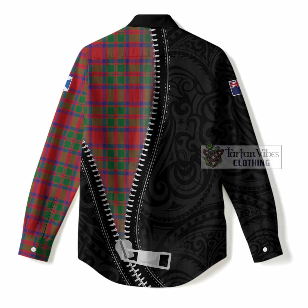MacIntosh (McIntosh) Tartan Women Casual Shirt New Zealand Pattern Unique Zipper Stylized