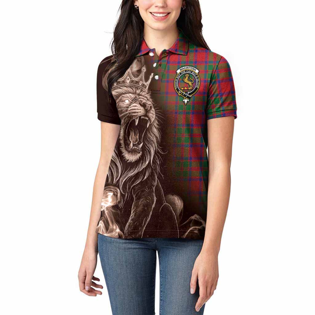 MacIntosh (McIntosh) Tartan Women Polo Shirt Roaring Lion Heritage