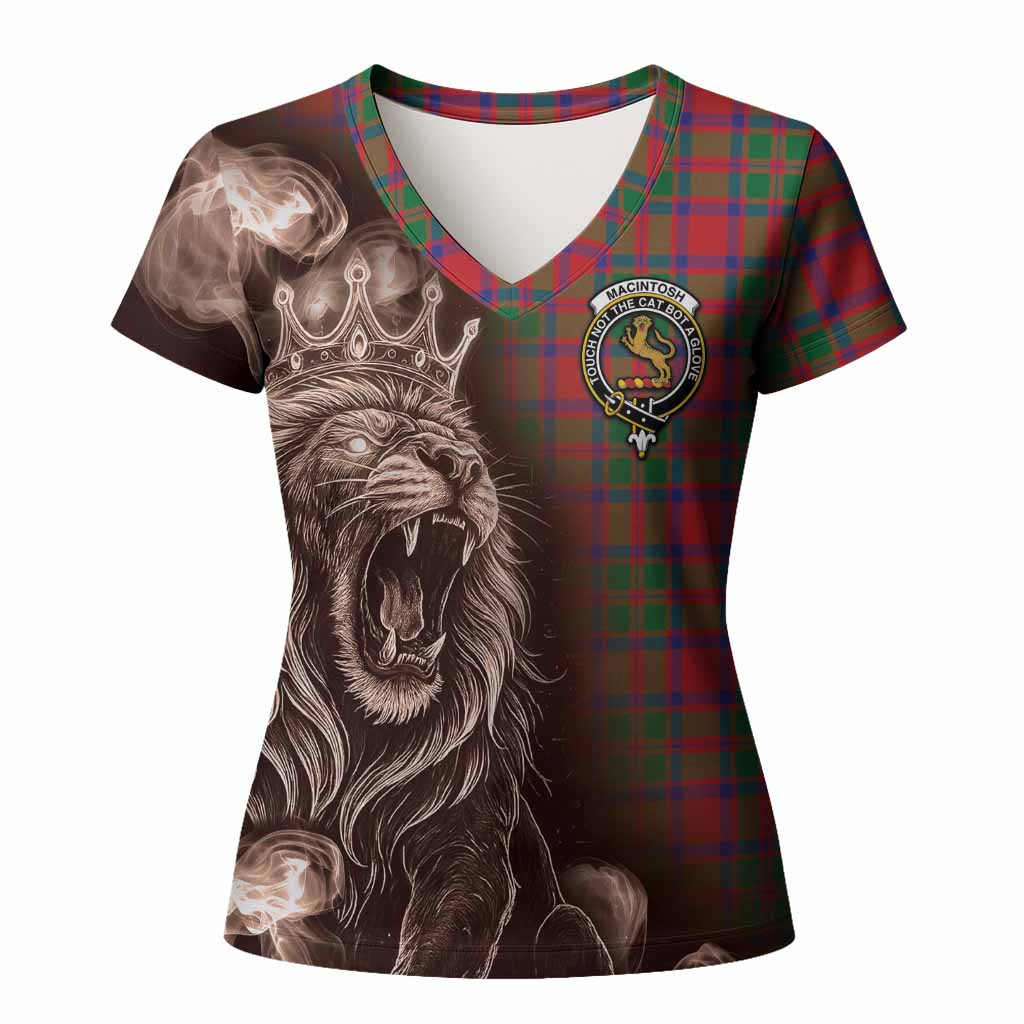 MacIntosh (McIntosh) Tartan Women T shirt Roaring Lion Heritage