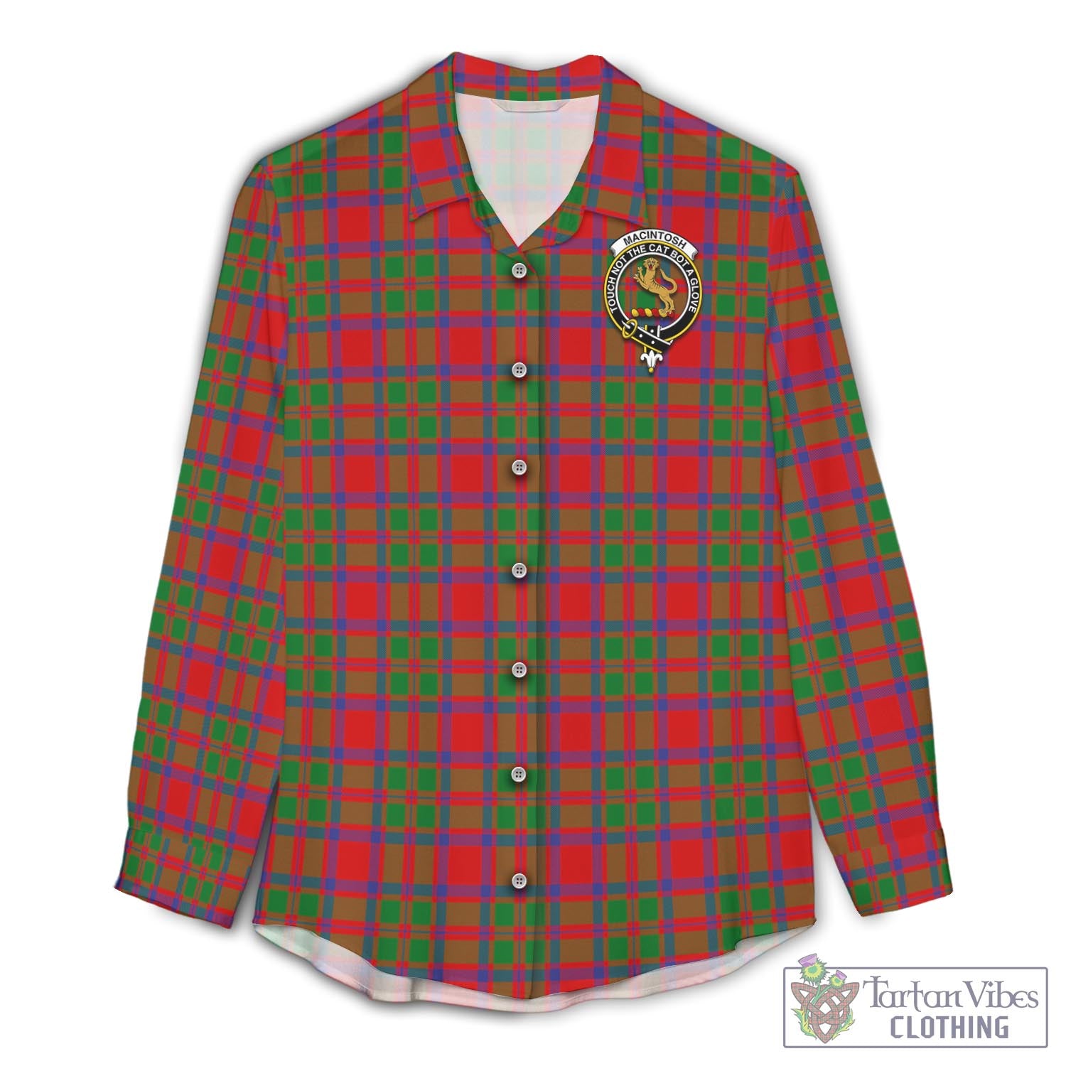 MacIntosh (McIntosh) Tartan Women's Casual Shirt with Family Crest Female - Tartan Vibes Clothing