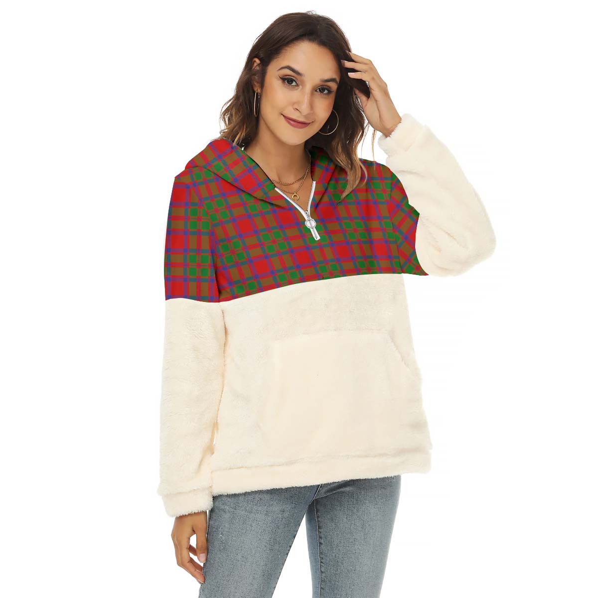 MacIntosh (McIntosh) Tartan Half Style Women's Borg Fleece Hoodie with Half Zip Female - Tartan Vibes Clothing