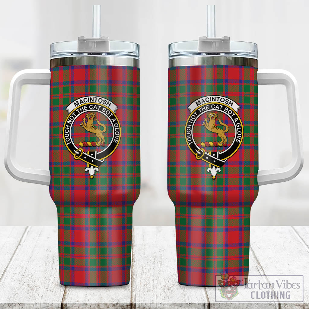 Tartan Vibes Clothing MacIntosh Modern Tartan and Family Crest Tumbler with Handle