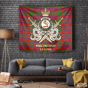 MacIntosh (McIntosh) Tartan Tapestry with Clan Crest and the Golden Sword of Courageous Legacy Tapestry - Tartan Vibes Clothing