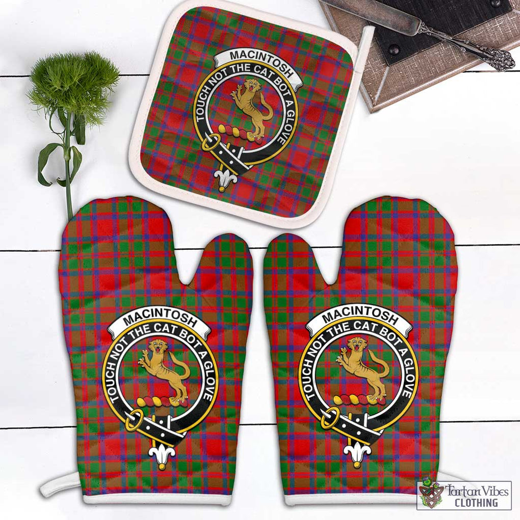 MacIntosh (McIntosh) Tartan Combo Oven Mitt & Pot-Holder with Family Crest Combo 1 Oven Mitt & 1 Pot-Holder White - Tartan Vibes Clothing