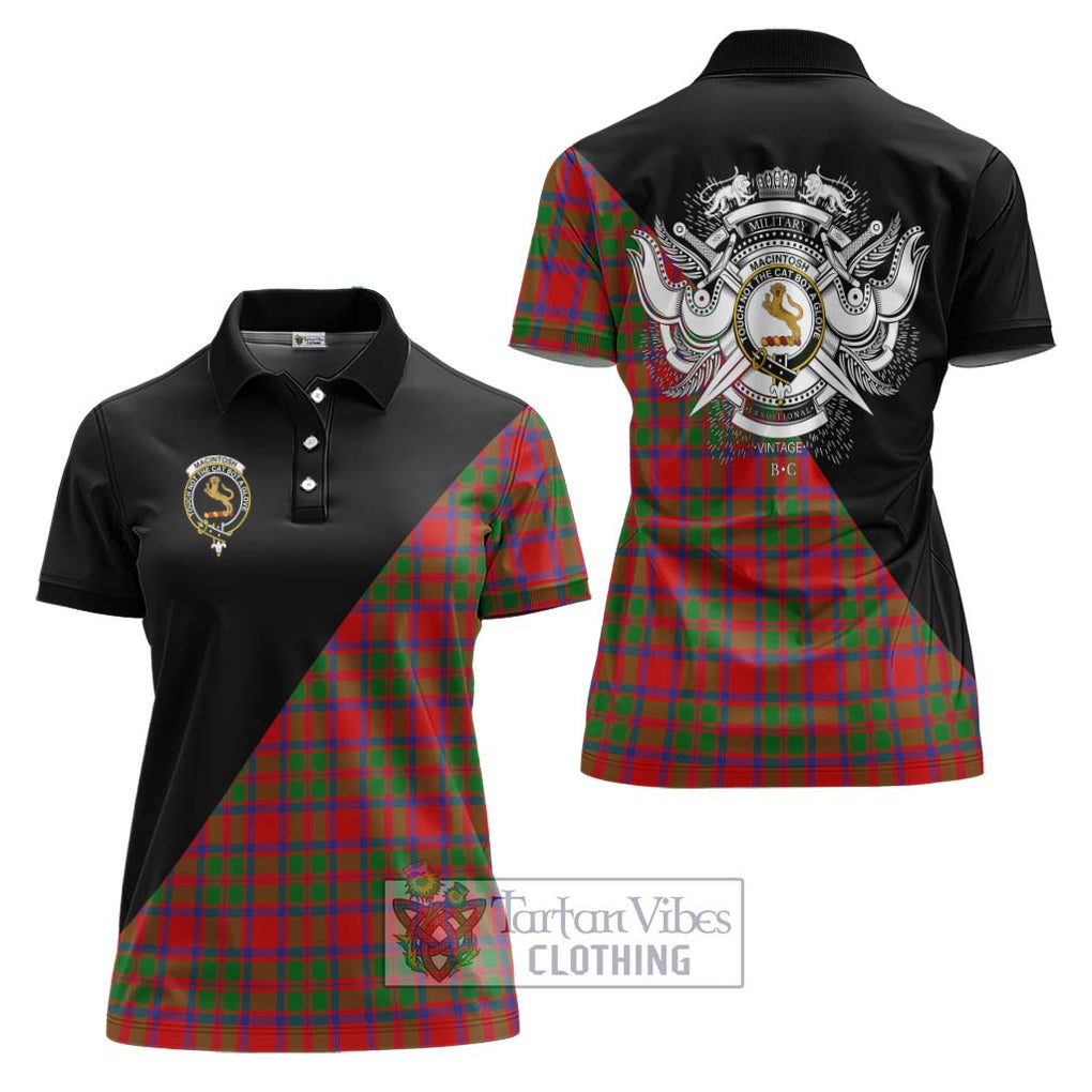 MacIntosh (McIntosh) Tartan Women's Polo Shirt with Family Crest and Military Logo Style Women - Tartanvibesclothing Shop