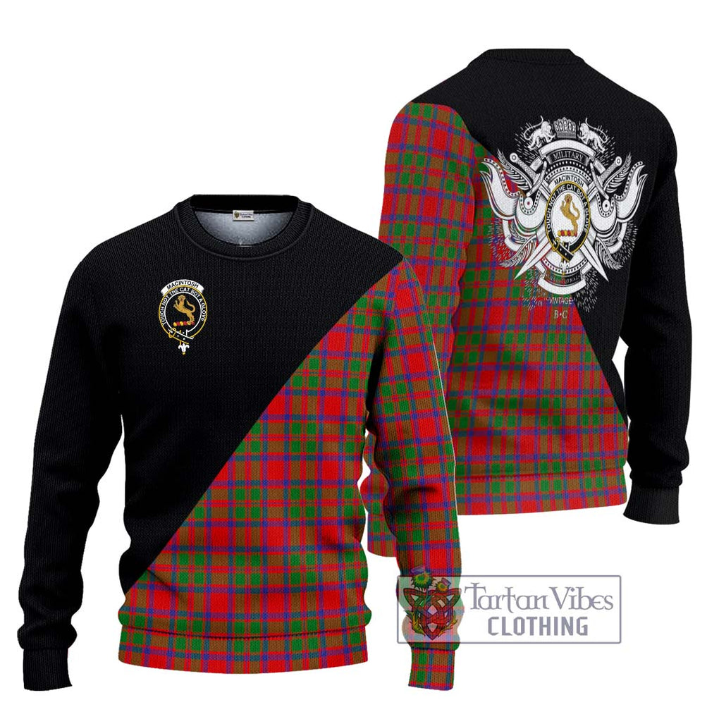 MacIntosh (McIntosh) Tartan Knitted Sweater with Family Crest and Military Logo Style Unisex - Tartanvibesclothing Shop