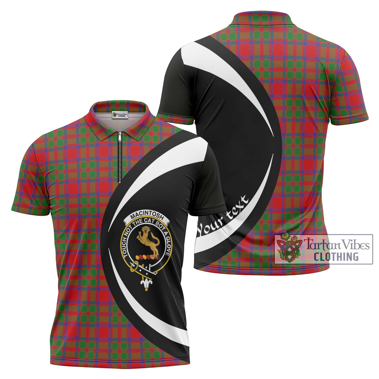 Tartan Vibes Clothing MacIntosh Modern Tartan Zipper Polo Shirt with Family Crest Circle Style