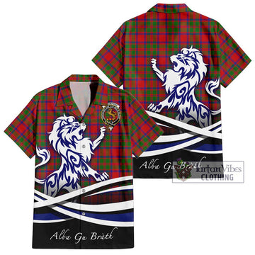 MacIntosh (McIntosh) Tartan Short Sleeve Button Shirt with Alba Gu Brath Regal Lion Emblem Kid - Tartanvibesclothing Shop
