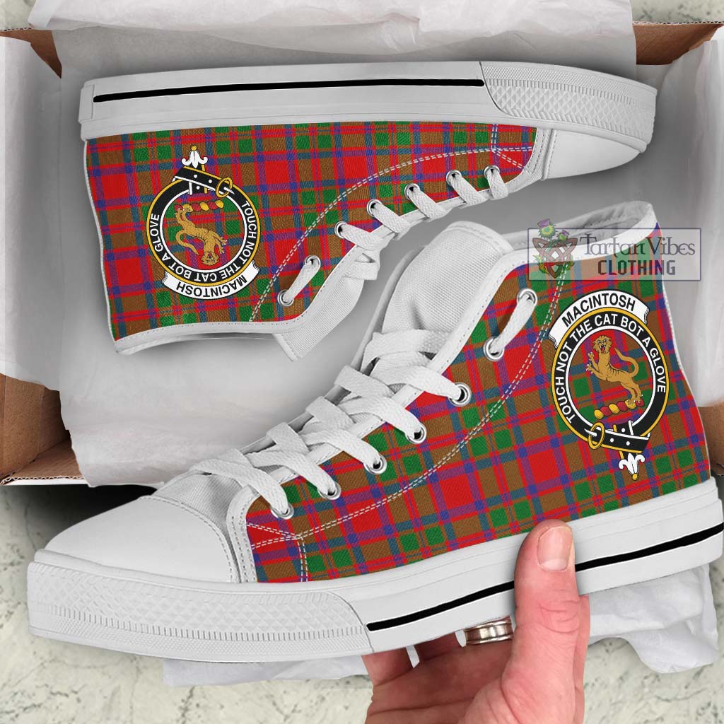 MacIntosh (McIntosh) Tartan High Top Shoes with Family Crest Kid High Top - White Sole - Tartan Vibes Clothing