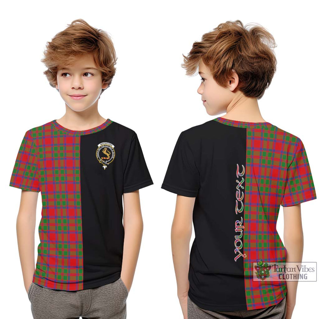 MacIntosh (McIntosh) Tartan Kid T-Shirt with Family Crest and Half Of Me Style Youth XL Size14 - Tartanvibesclothing Shop