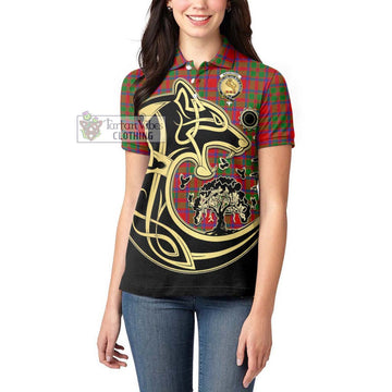 MacIntosh (McIntosh) Tartan Women's Polo Shirt with Family Crest Celtic Wolf Style - Tartan Vibes Clothing