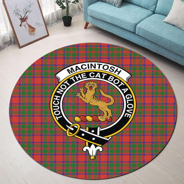 MacIntosh (McIntosh) Tartan Round Rug with Family Crest - Tartan Vibes Clothing