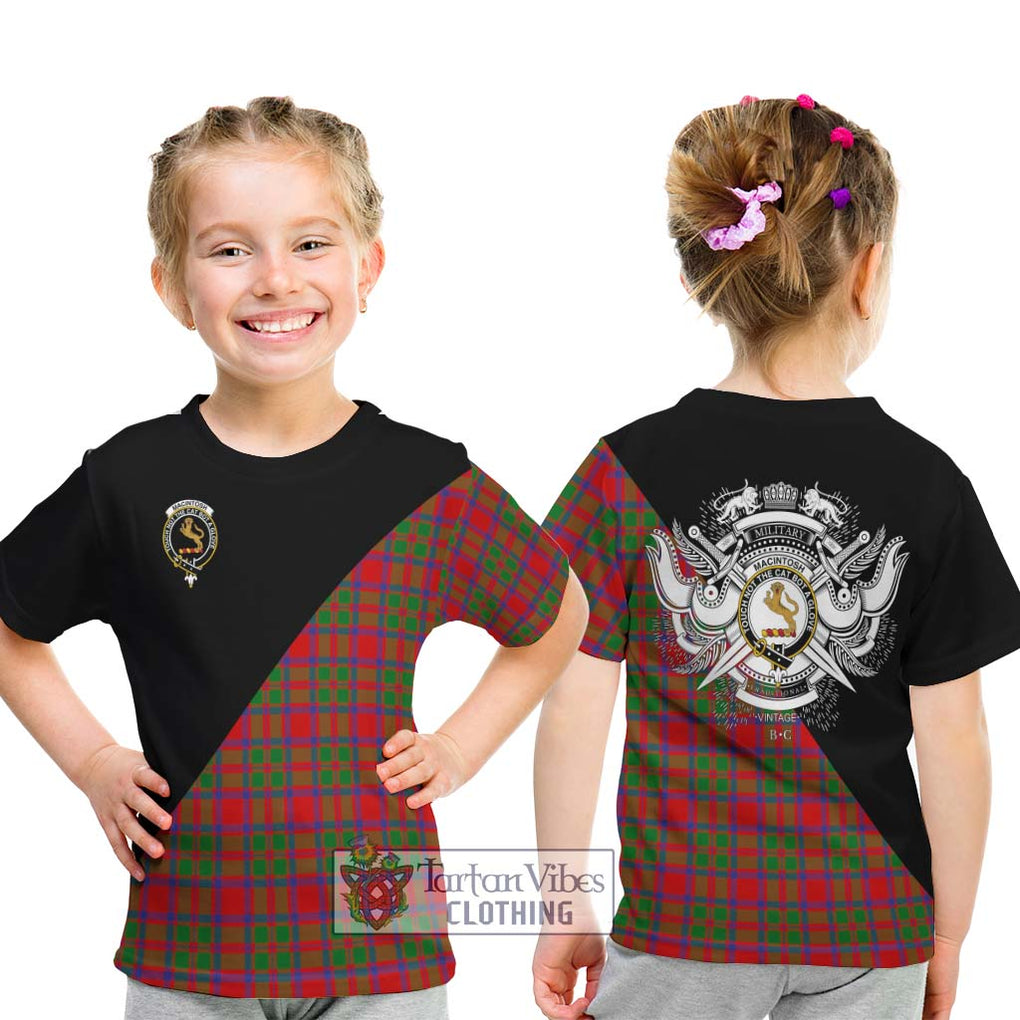 MacIntosh (McIntosh) Tartan Kid T-Shirt with Family Crest and Military Logo Style - Tartanvibesclothing Shop