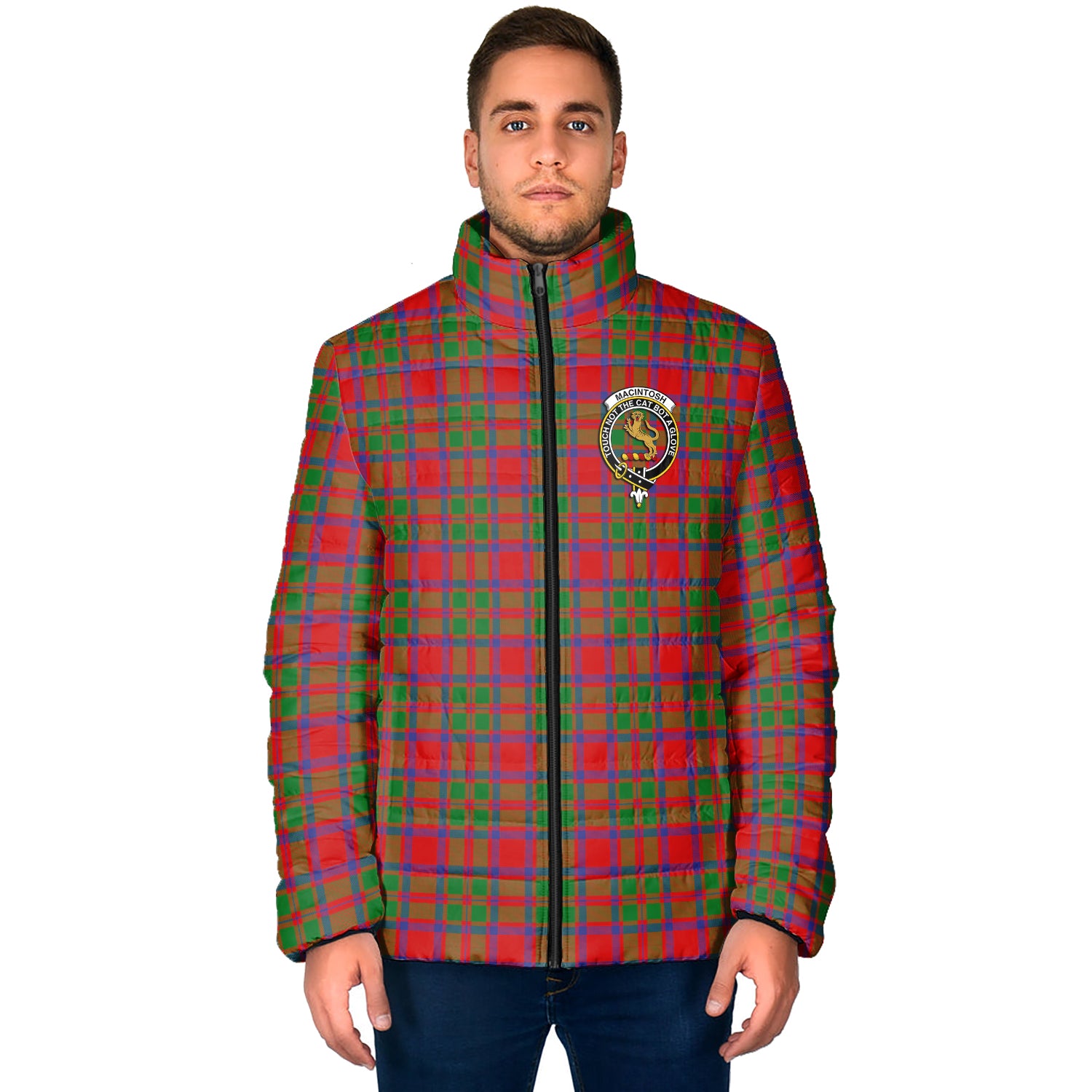 MacIntosh (McIntosh) Tartan Padded Jacket with Family Crest - Tartan Vibes Clothing