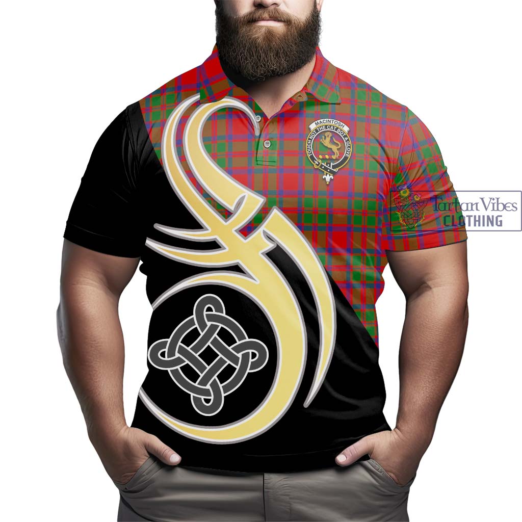 MacIntosh (McIntosh) Tartan Polo Shirt with Family Crest and Celtic Symbol Style - Tartan Vibes Clothing