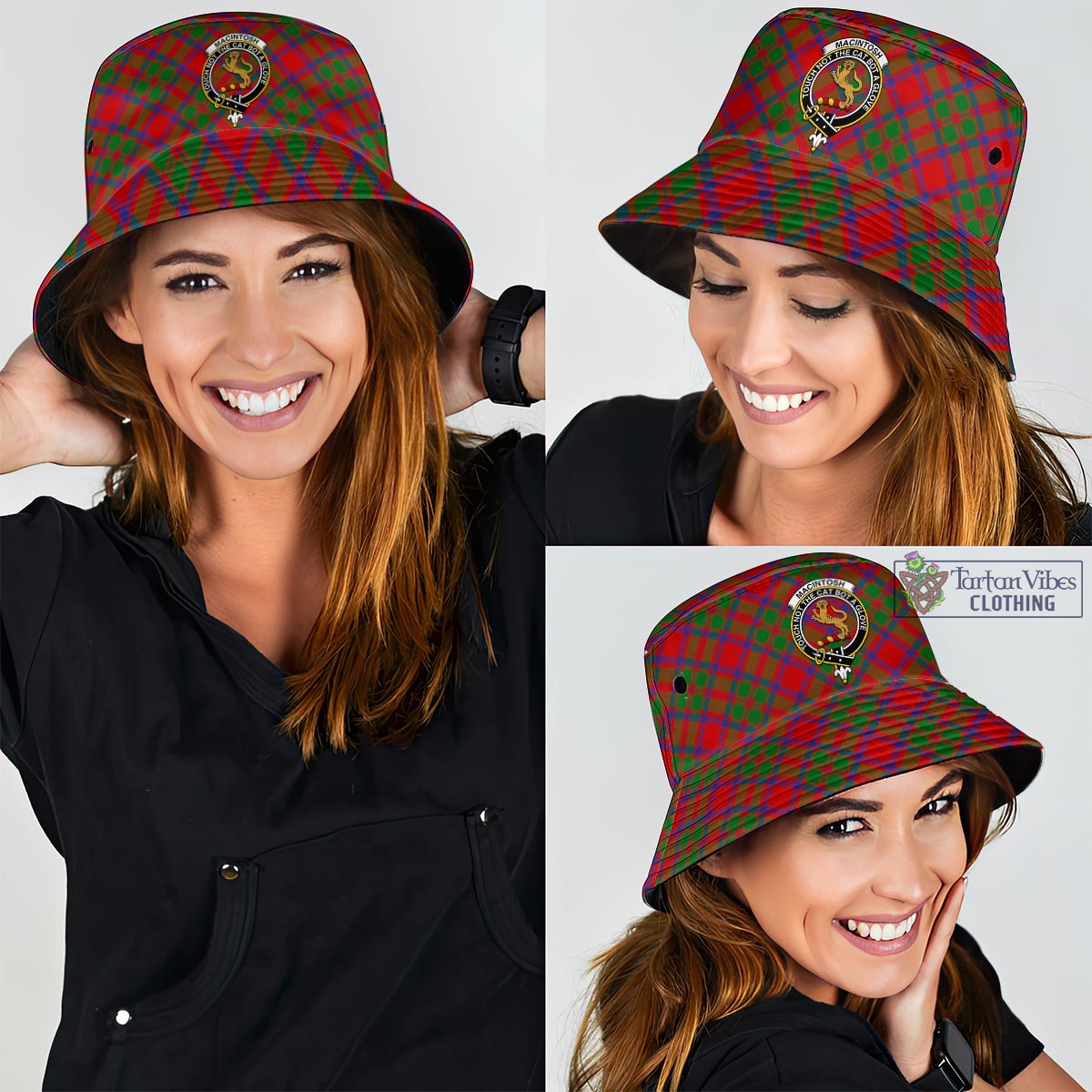 MacIntosh (McIntosh) Tartan Bucket Hat with Family Crest - Tartan Vibes Clothing