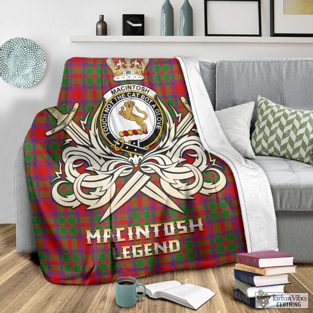 MacIntosh (McIntosh) Tartan Blanket with Clan Crest and the Golden Sword of Courageous Legacy - Tartan Vibes Clothing
