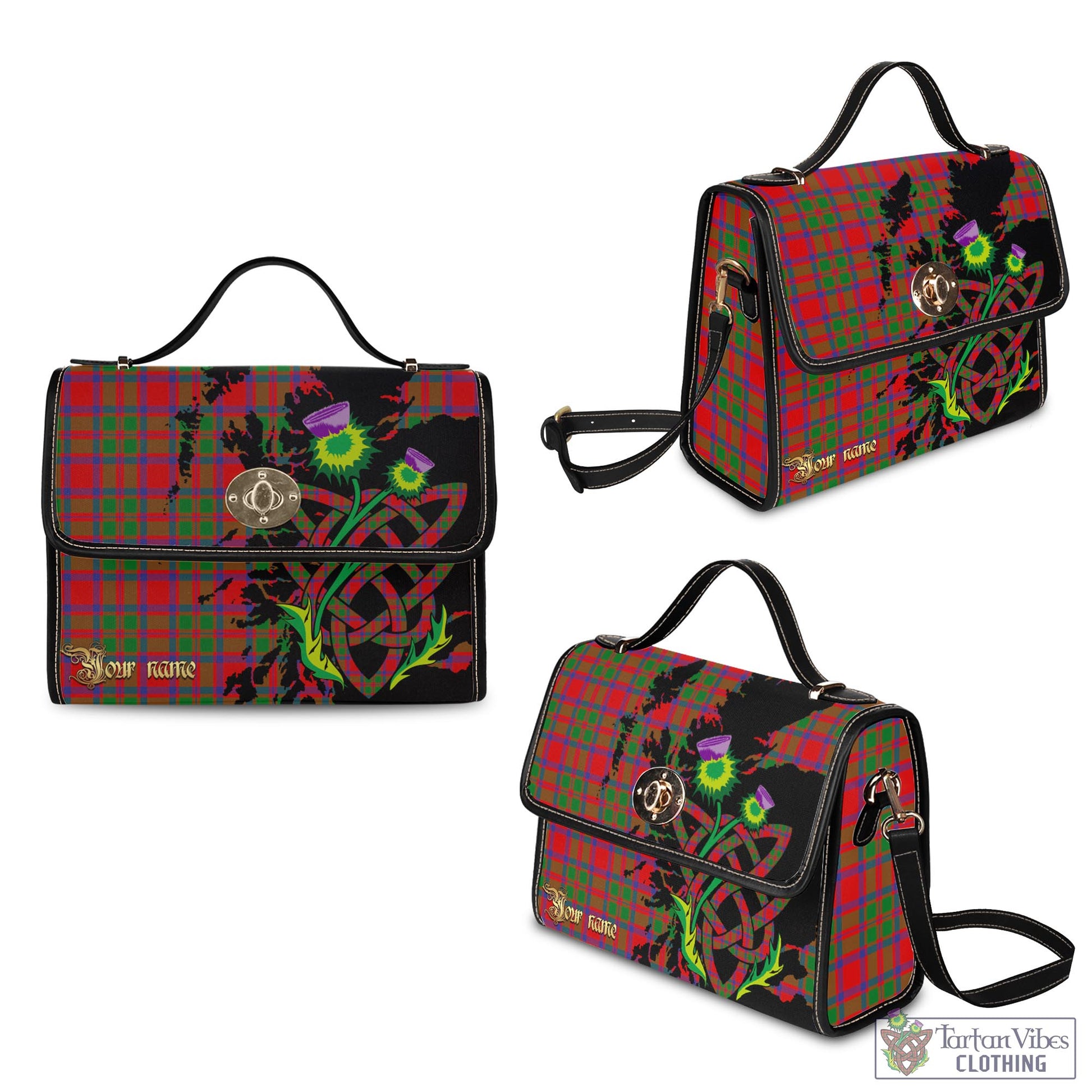 Tartan Vibes Clothing MacIntosh Modern Tartan Waterproof Canvas Bag with Scotland Map and Thistle Celtic Accents