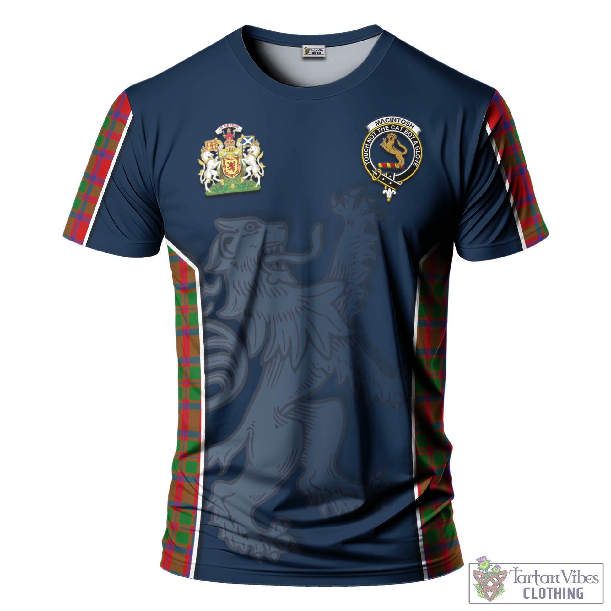 Tartan Vibes Clothing MacIntosh Modern Tartan T-Shirt with Family Crest and Lion Rampant Vibes Sport Style