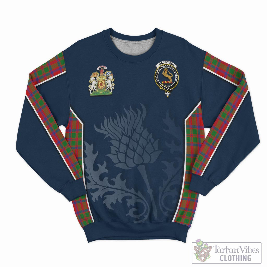 MacIntosh (McIntosh) Tartan Sweatshirt with Family Crest and Scottish Thistle Vibes Sport Style - Tartan Vibes Clothing