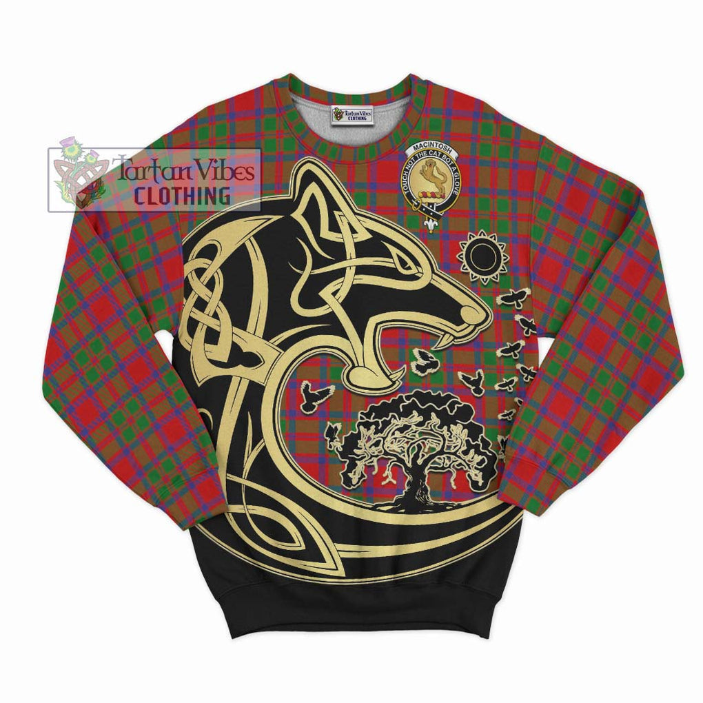 MacIntosh (McIntosh) Tartan Sweatshirt with Family Crest Celtic Wolf Style - Tartan Vibes Clothing