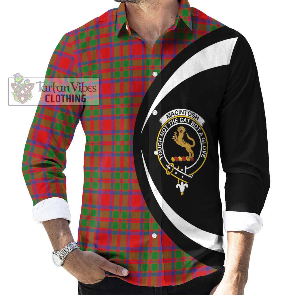 MacIntosh (McIntosh) Tartan Long Sleeve Button Up with Family Crest Circle Style - Tartan Vibes Clothing