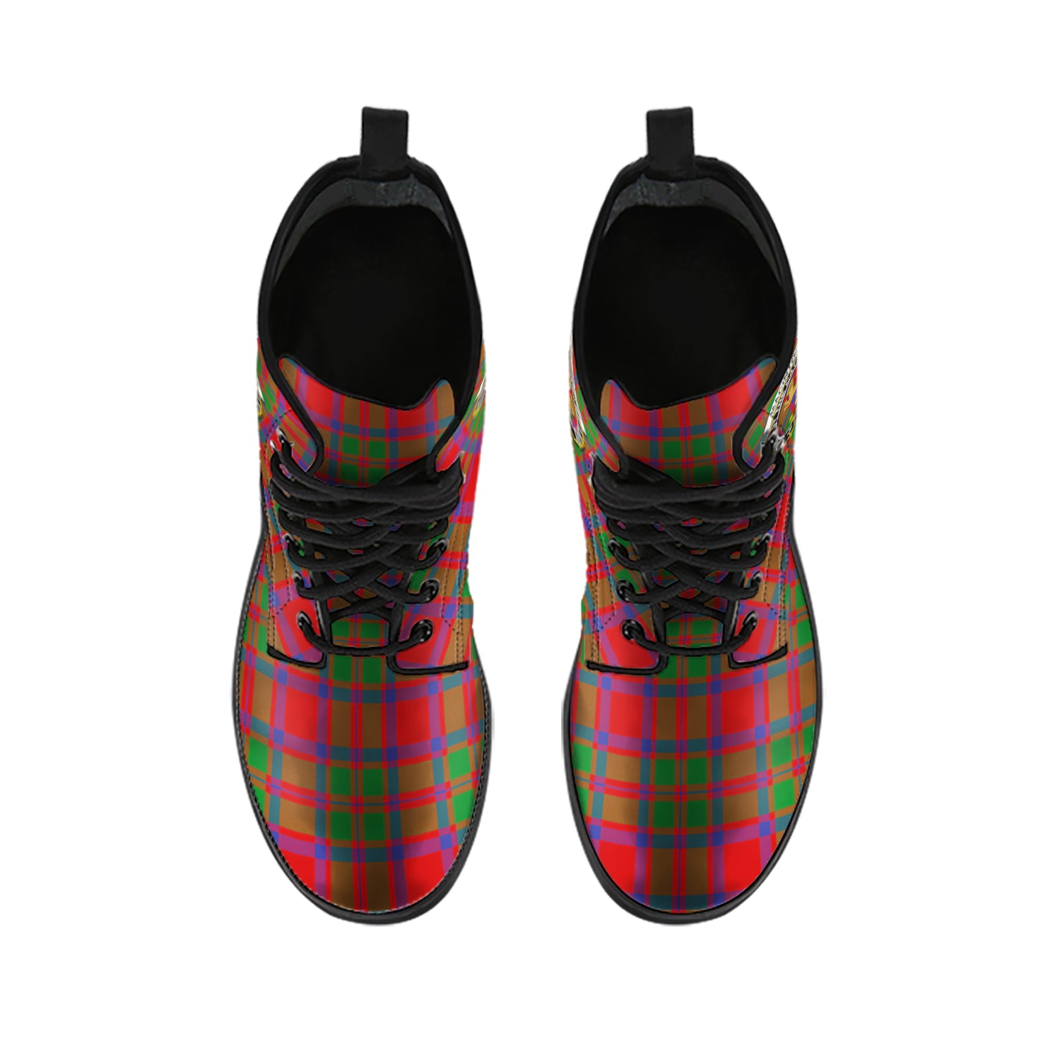 MacIntosh (McIntosh) Tartan Leather Boots with Family Crest - Tartan Vibes Clothing