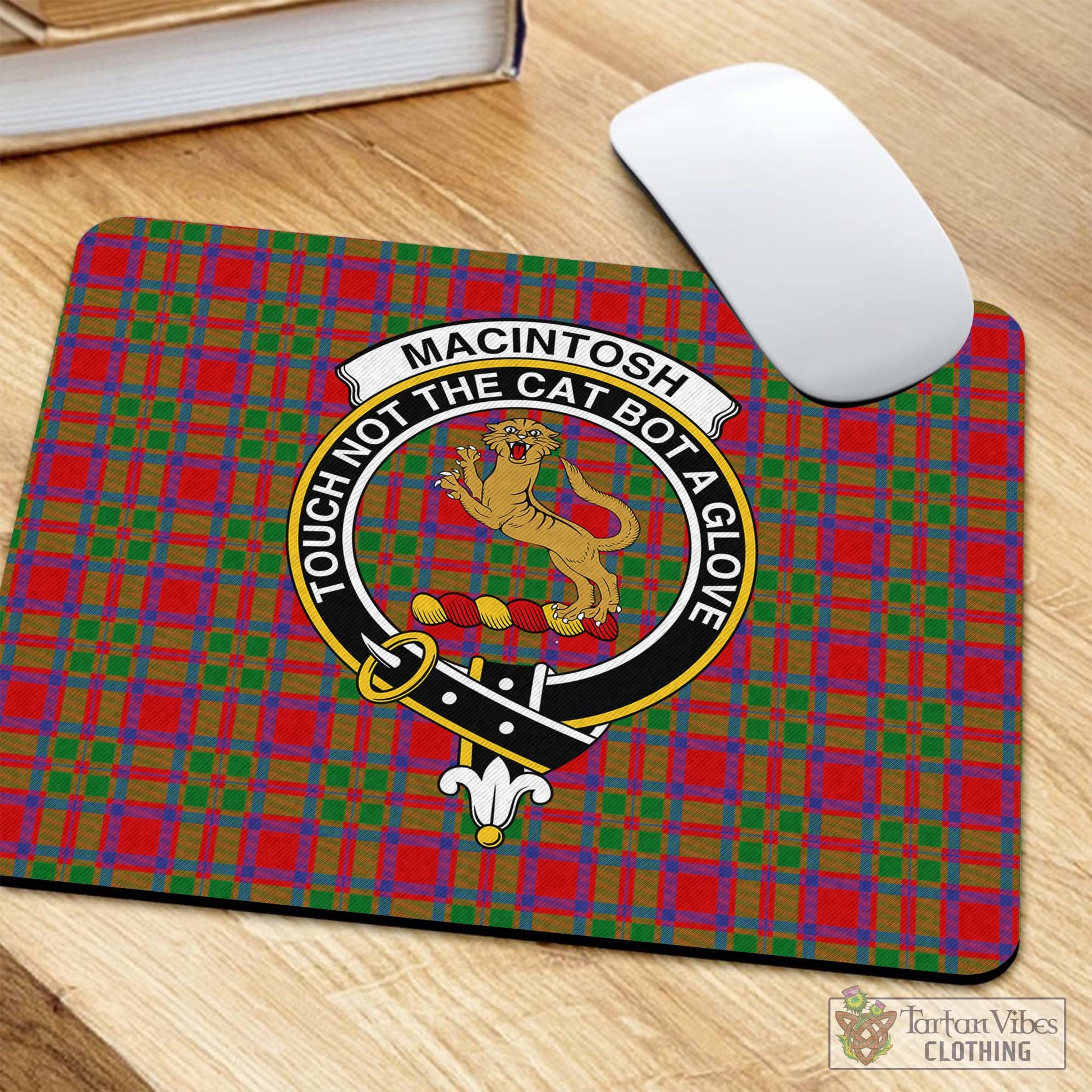 Tartan Vibes Clothing MacIntosh Modern Tartan Mouse Pad with Family Crest