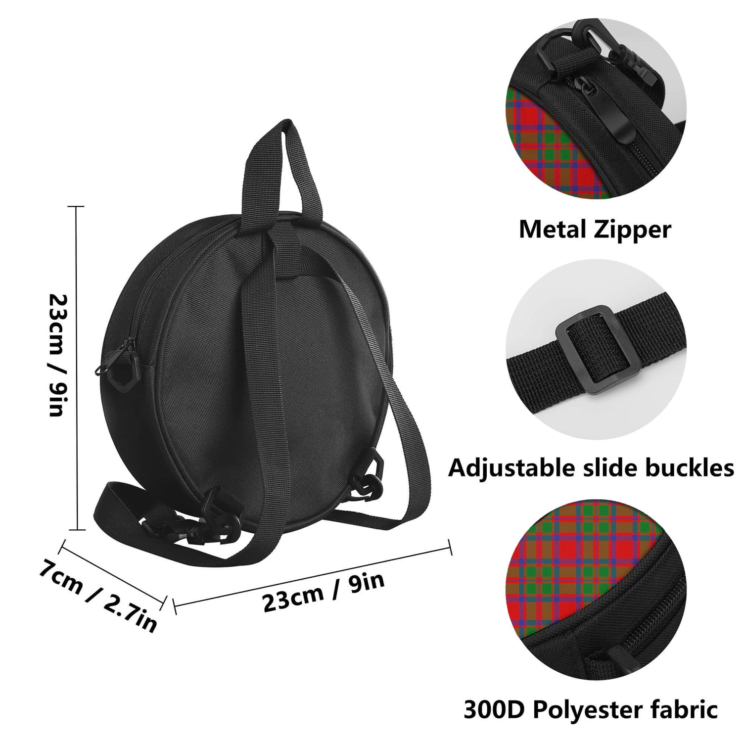 MacIntosh (McIntosh) Tartan Round Satchel Bags with Family Crest - Tartan Vibes Clothing