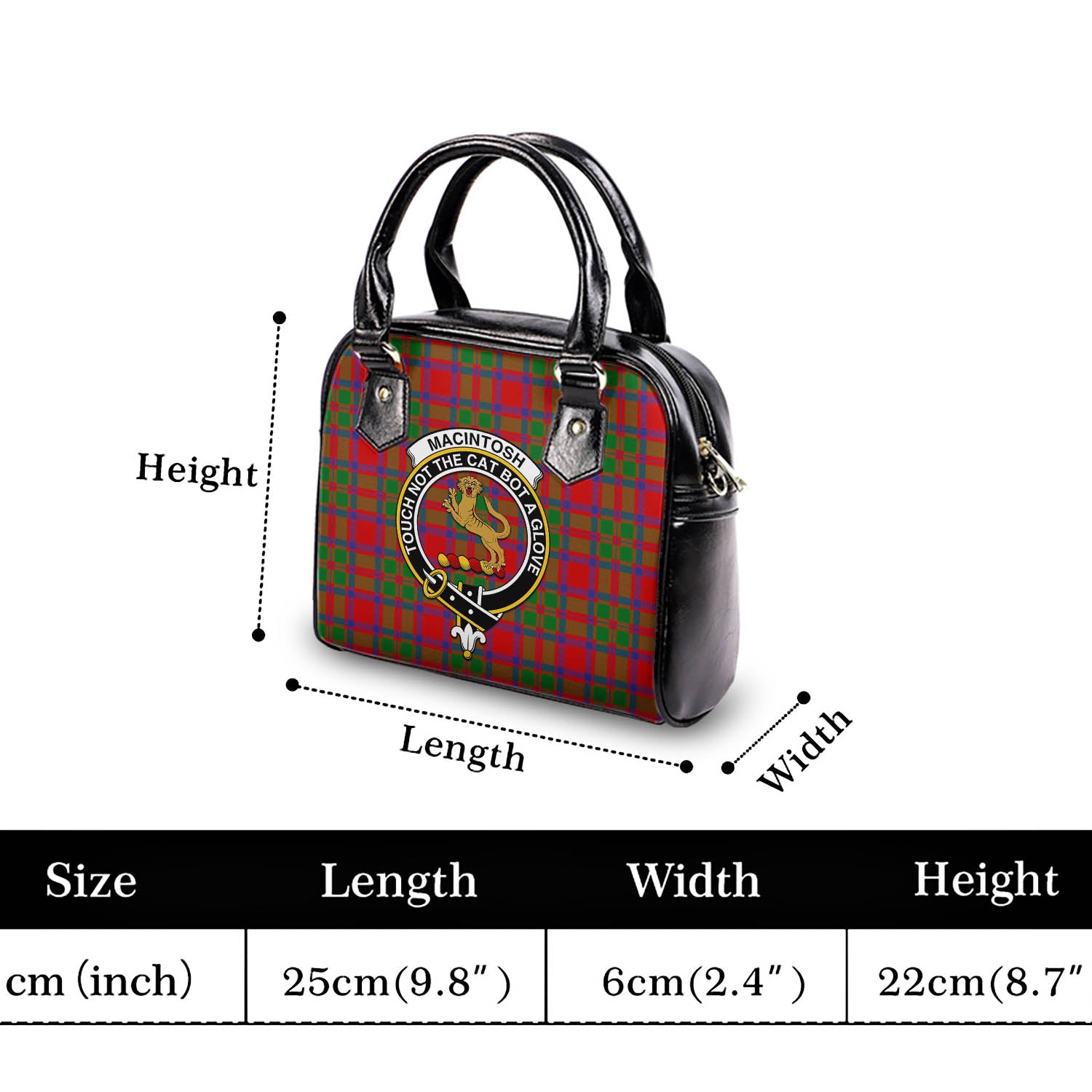 MacIntosh (McIntosh) Tartan Shoulder Handbags with Family Crest - Tartan Vibes Clothing