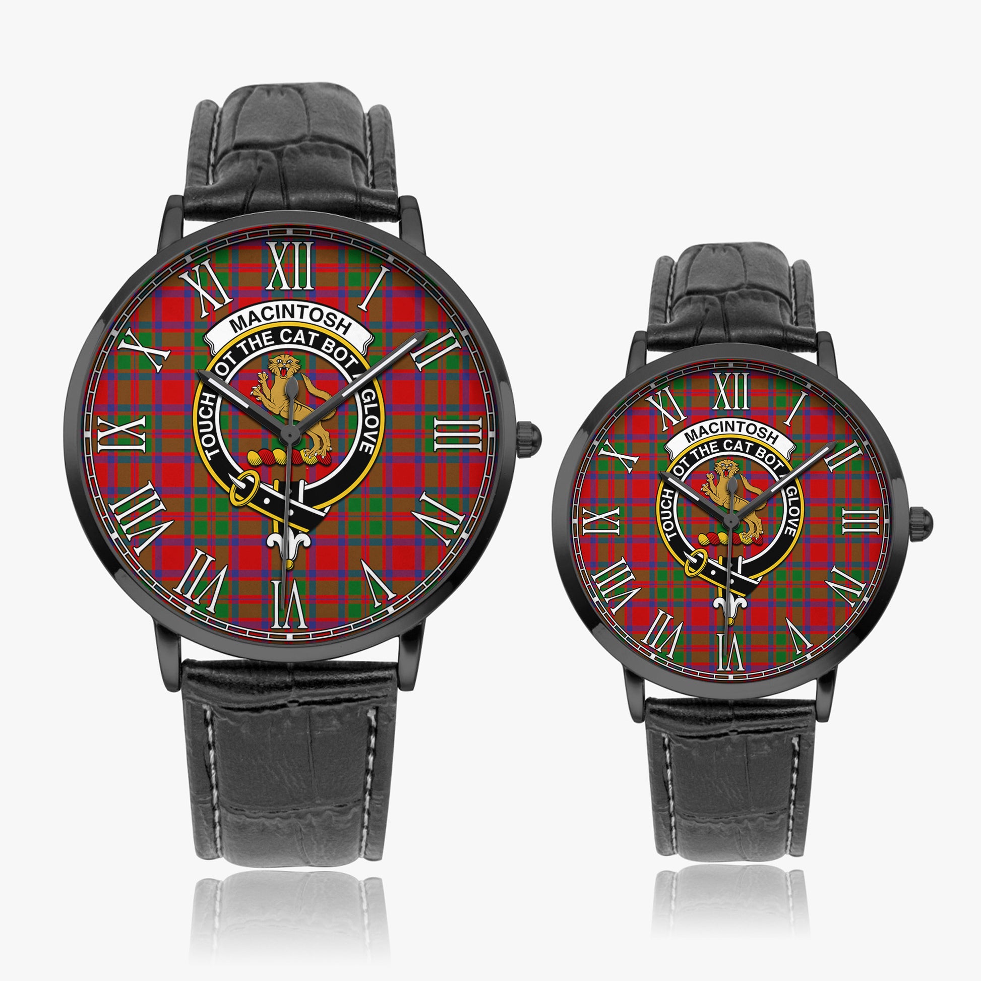 MacIntosh (McIntosh) Tartan Family Crest Leather Strap Quartz Watch - Tartan Vibes Clothing